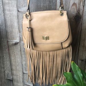 Brown fringe crossbody bag